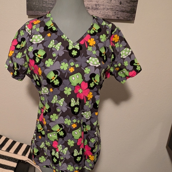 Colorful Patterned Scrub Top - Picture 2 of 7